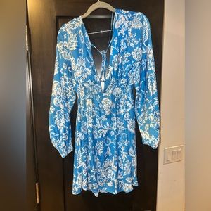 Floral blue Free People open back dress